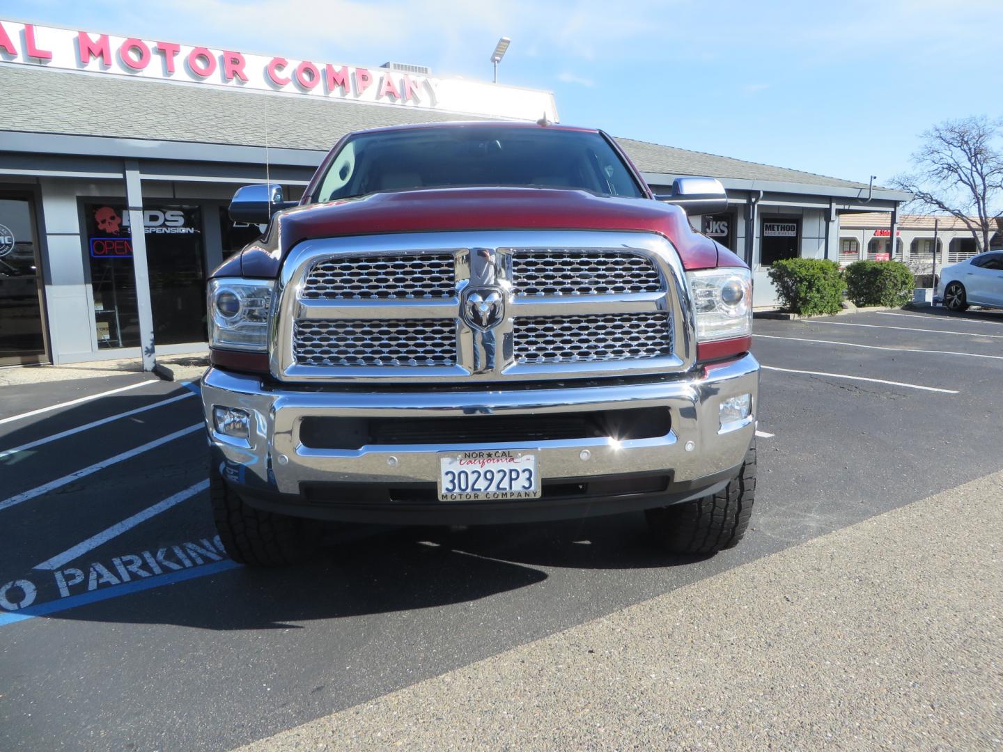 2017 MAROON /TAN RAM 3500 Laramie Mega Cab 4WD (3C63R3ML6HG) with an 6.7L V8 OHV 16V DIESEL engine, automatic transmission, located at 2630 Grass Valley Highway, Auburn, CA, 95603, (530) 508-5100, 38.937893, -121.095482 - Photo#1